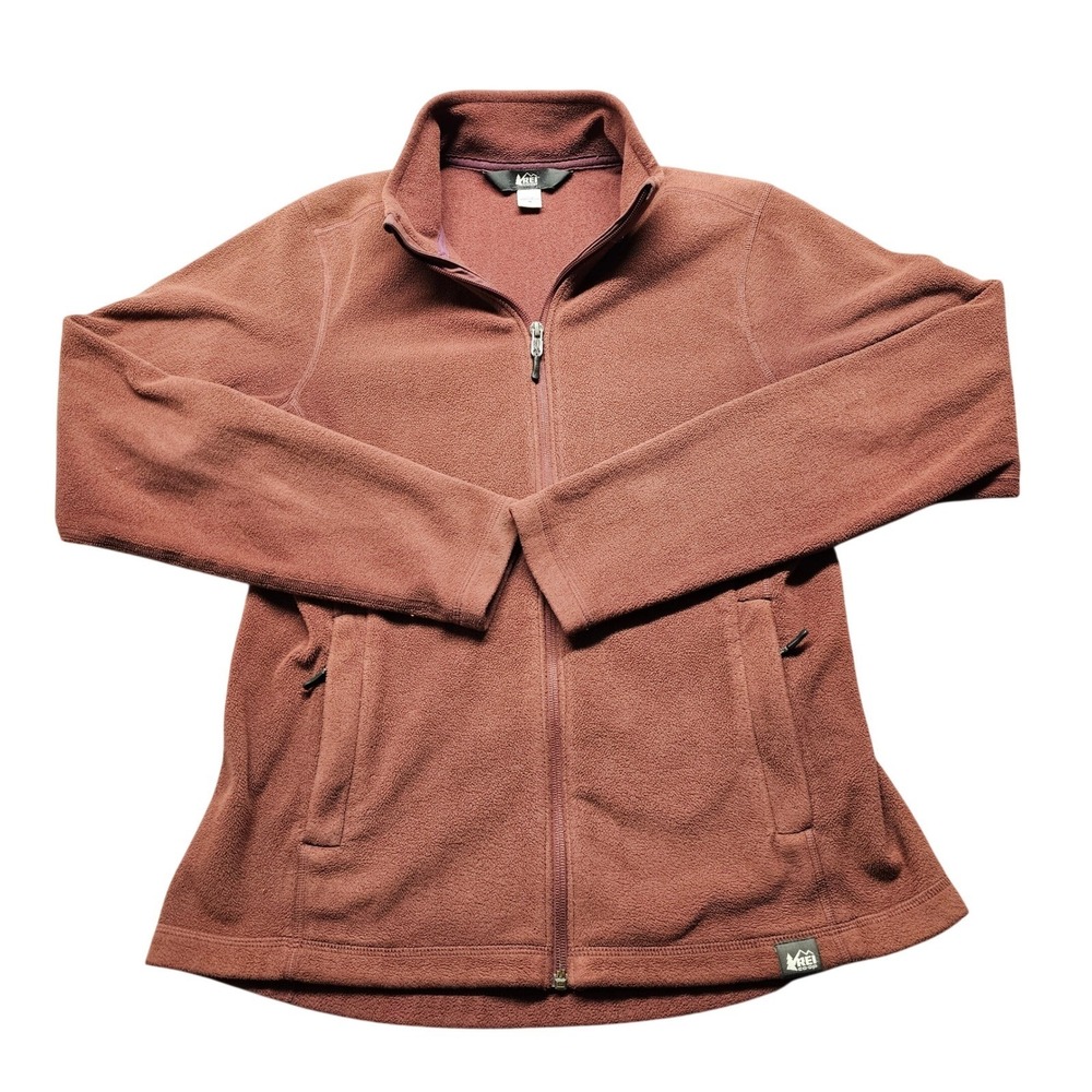 REI Co-op Womens Full Zip Casual Utility Fleece Jacket Rust Brown Size M